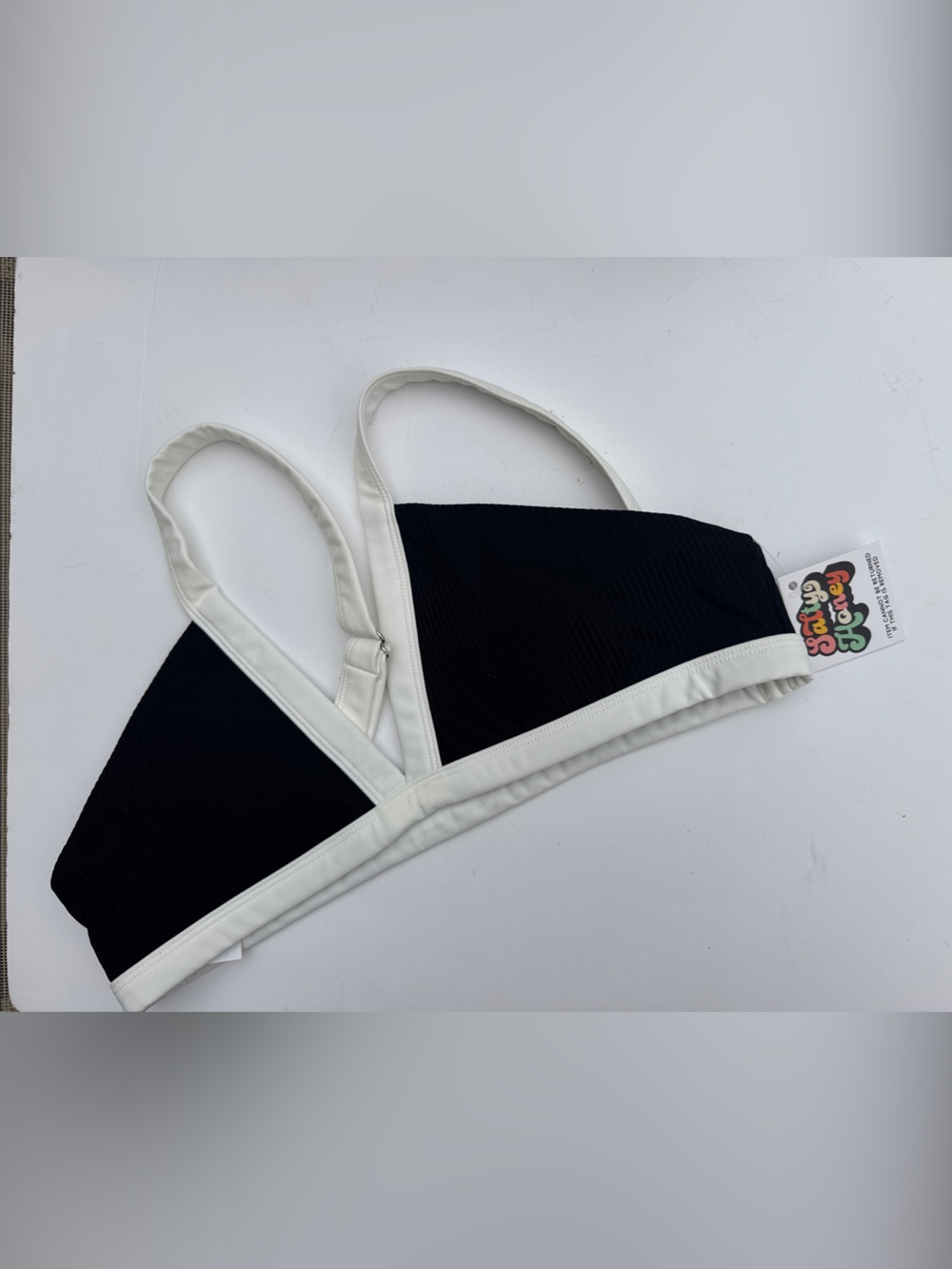Salty Honey Black & White Triangle Bikini Top